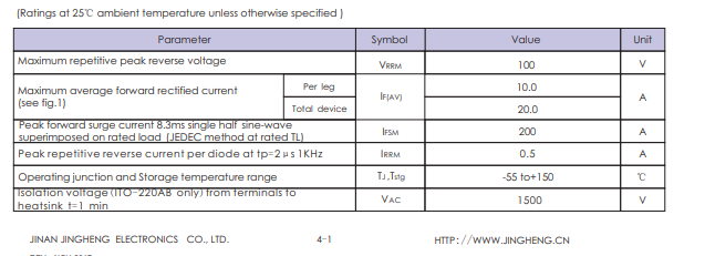 SR20100LCT MBR20100 Diode 